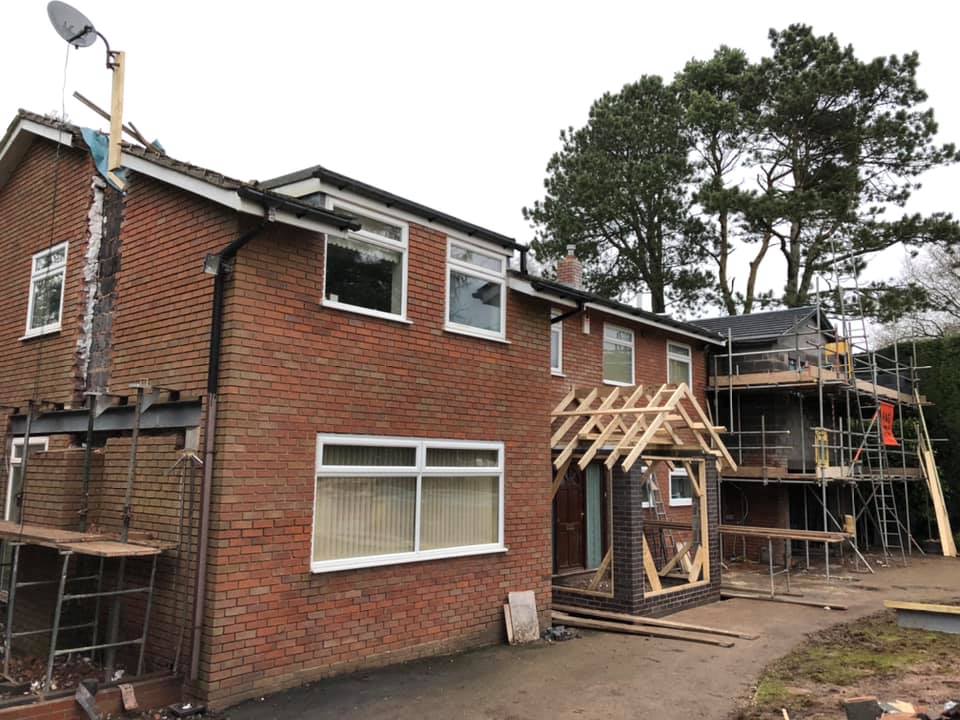 two floor extension and roof